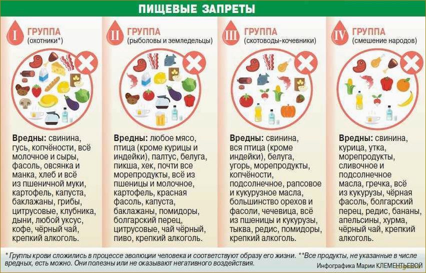 Диета по группе крови: рацион питания для каждой группы