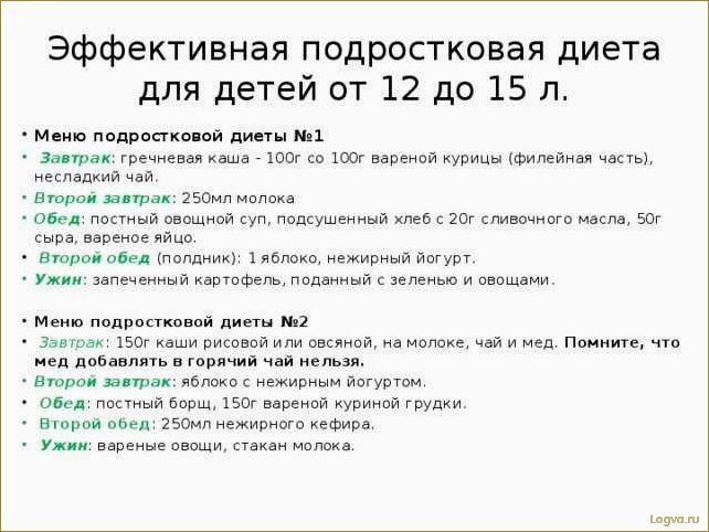 Диета для подростков: рекомендации и советы