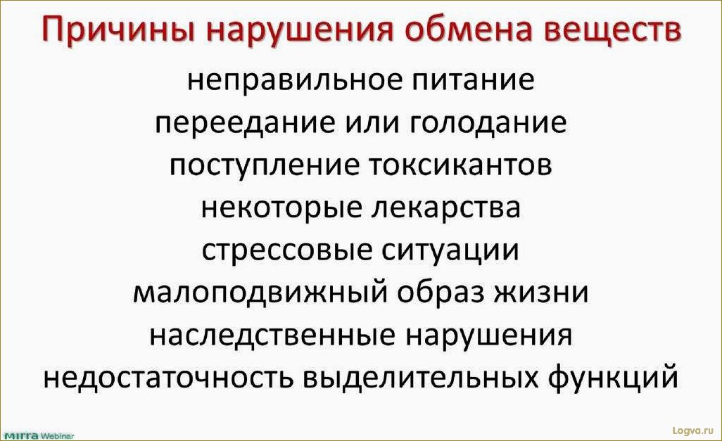 Симптомы нарушения обмена веществ